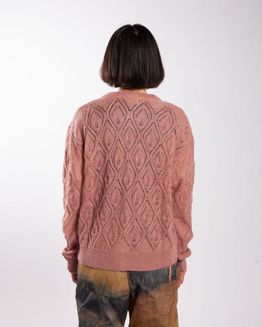 Aries Lace and Leaf Knit Cardigan Dusty Pink
