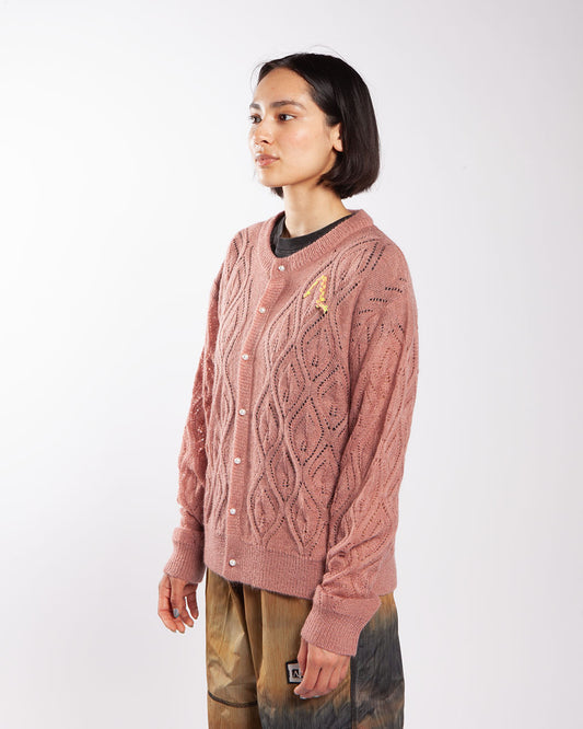 Aries Lace and Leaf Knit Cardigan Dusty Pink