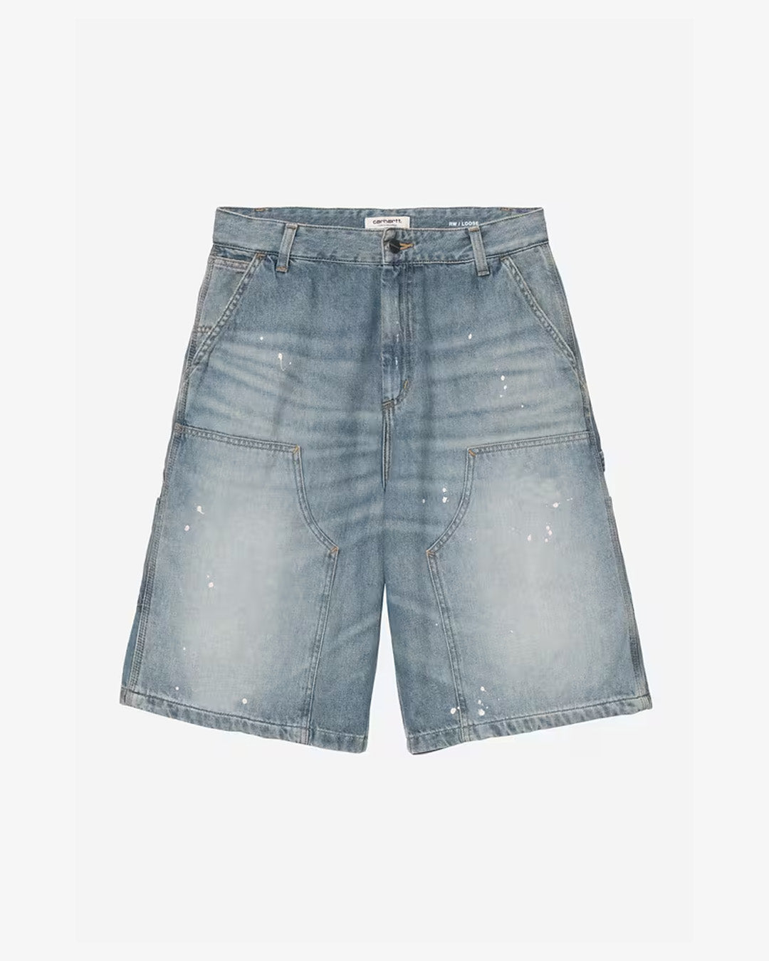 Carhartt WIP W' Nixon Double Knee Short Blue Destroy Wash/Splatter Carhartt WIP W' Nixon Double Knee Short Blue Destroy Wash/Splatter