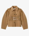 Ganni Workwear Canvas Short Peplum Jacket Ermine
