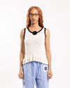 Kijun Corsage Ruffle Knit Sleeveless Ivory