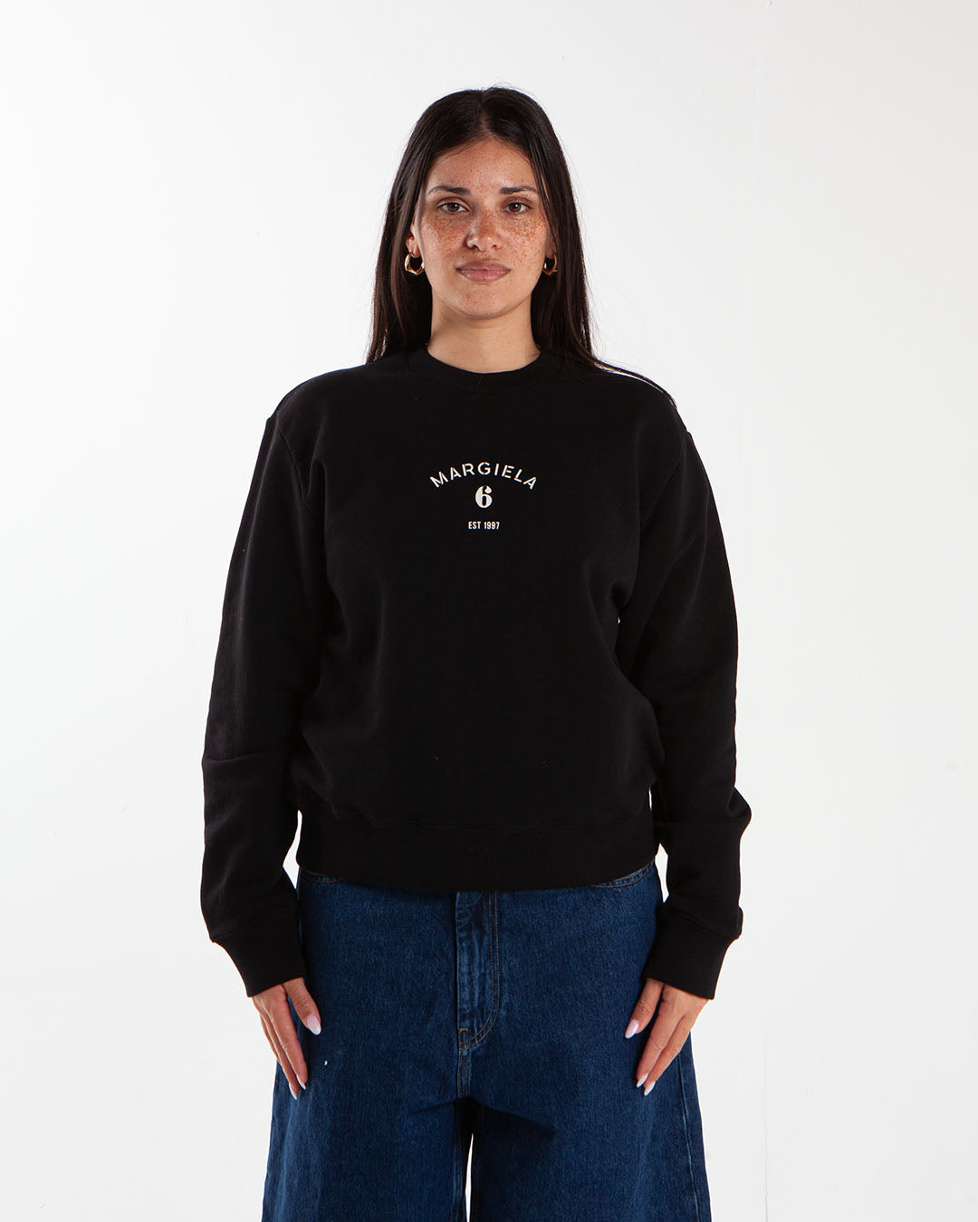 美品！MM⑥ Maison Margiela SweatShirt LS(S) MM6 Maison Margiela Logo Sweatshirt Black