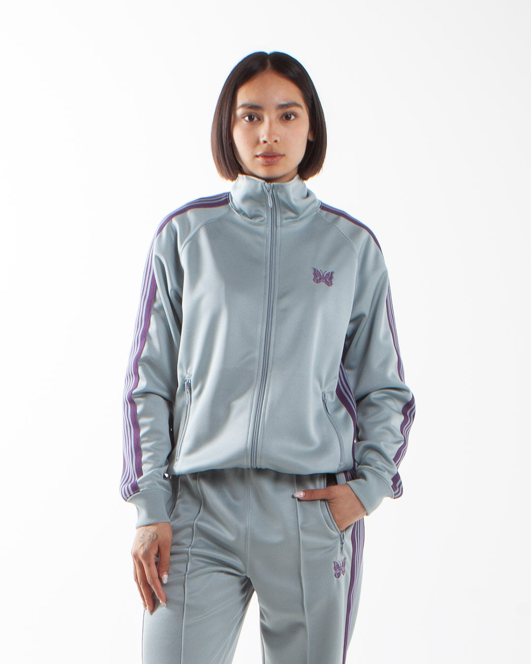 Needles Track Jacket - Poly Smooth Sax Blue Needles Track Jacket - Poly Smooth Sax Blue