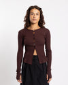Nomarhythm Textile Multi Button Rib Cardigan Brown