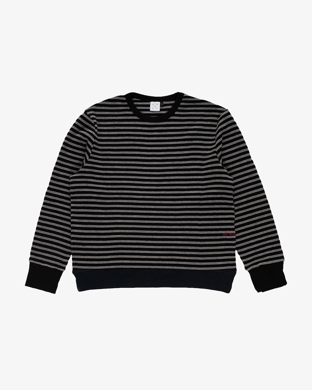Pop Trading Company Striped Waffle Crewneck Grey/Black Pop Trading Company Striped Waffle Crewneck Grey/Black
