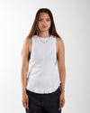 Rhodolirion Ribbed Frill Tank Top White