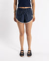 adidas Pinstripe Firebird Short Indigo, front view