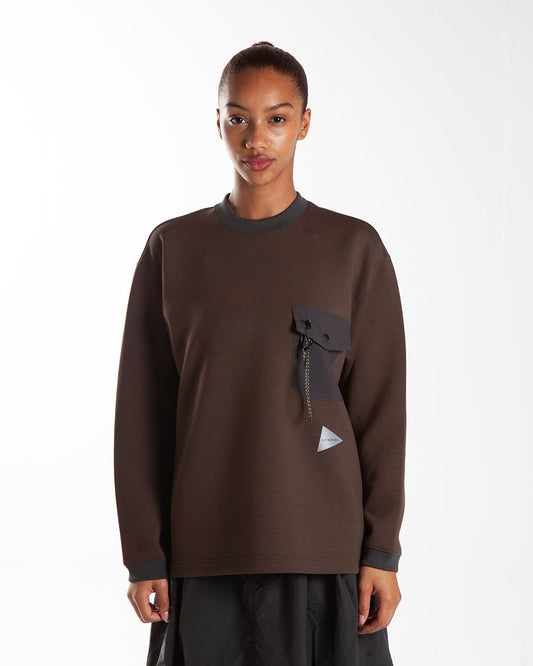 and wander Airy Warm Pullover Dark Brown