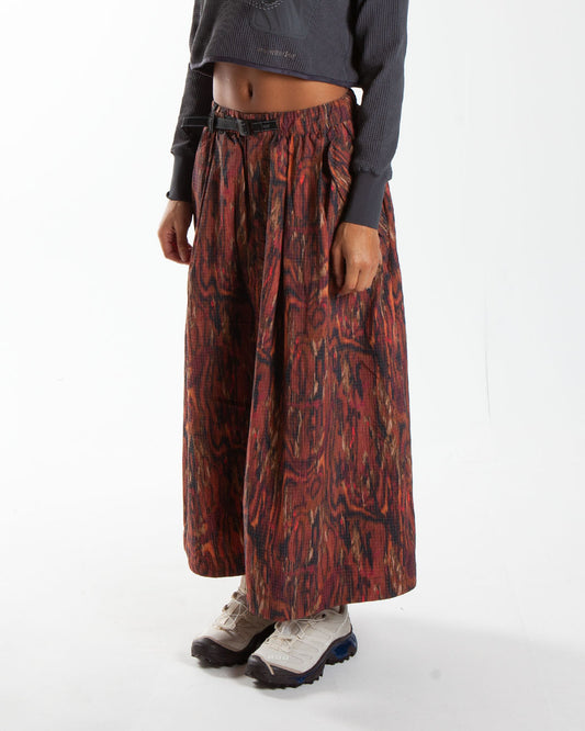 and wander Printed Ripstop Cargo Skirt Red