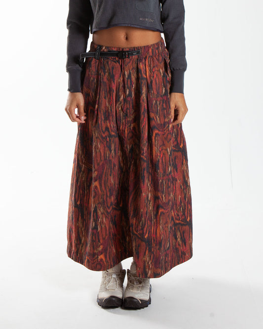 and wander Printed Ripstop Cargo Skirt Red