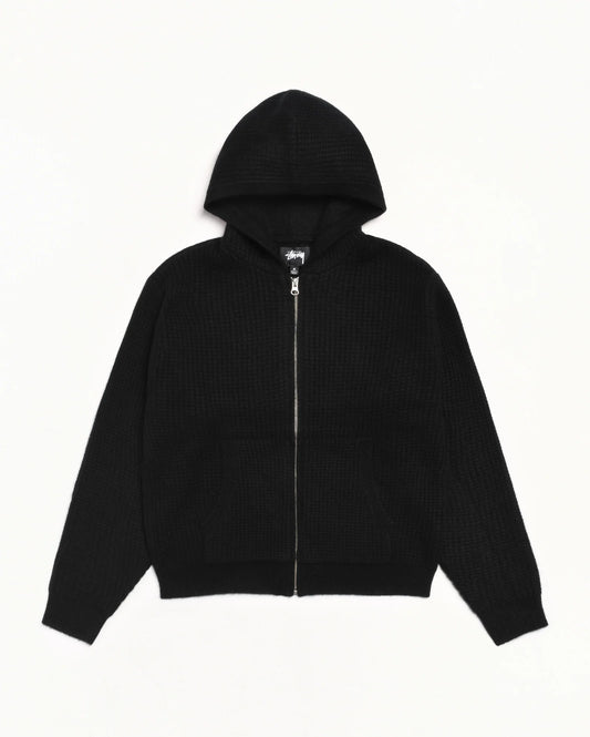 Stüssy Waffle Cashmere Zip Hood Black