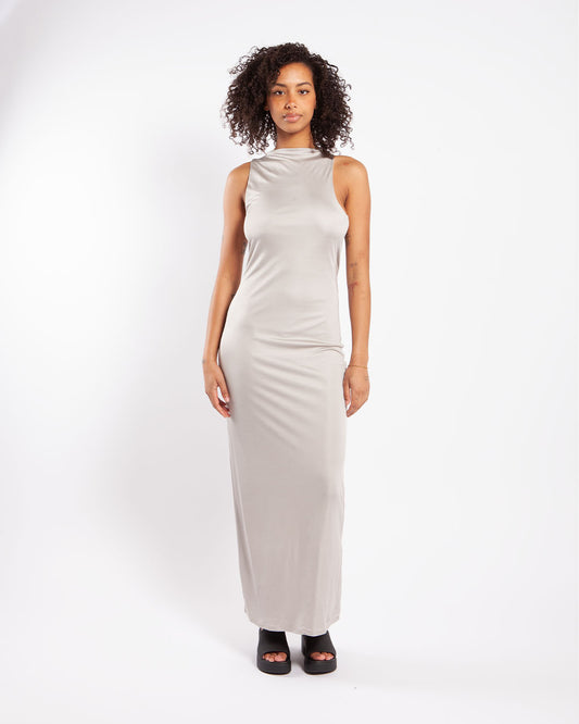 Calvin Klein Jersey Halter Neck Dress Off White