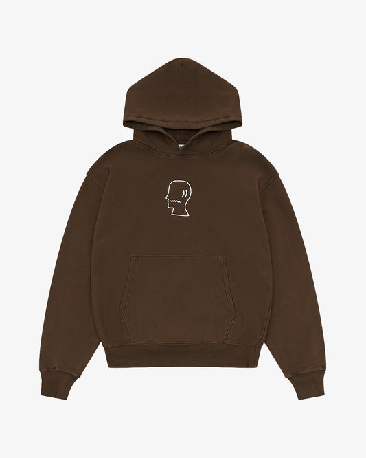 Brain Dead Embroidered Logohead Garment Dyed Hoodie Brown