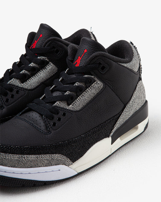 Air Jordan 3 SP x Levi's Denim/Black-Gym Red, detail shot