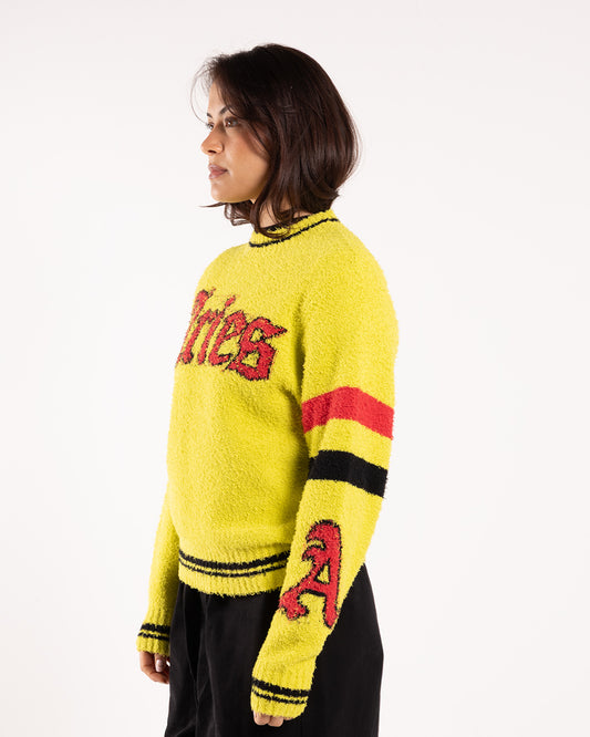 Aries Arise Acid Boucle Knit Crew Yellow