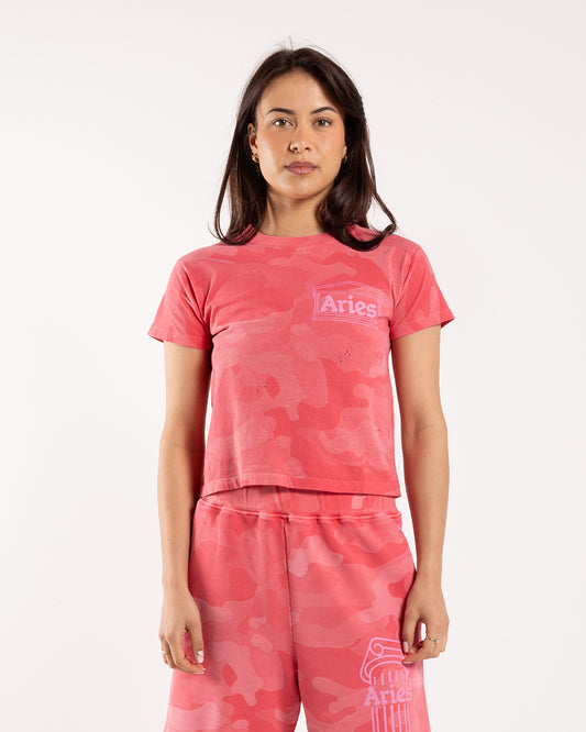 Aries Arise Aged Camo SS Tee Baby Pink