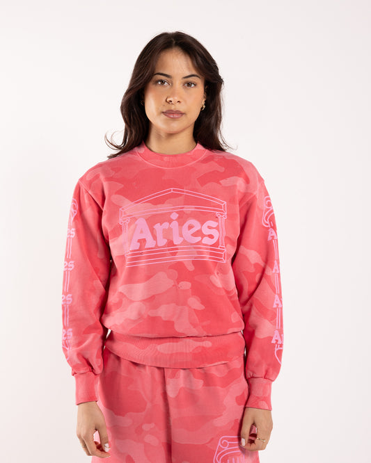 Aries Arise Aged Column Camo Sweat Pink