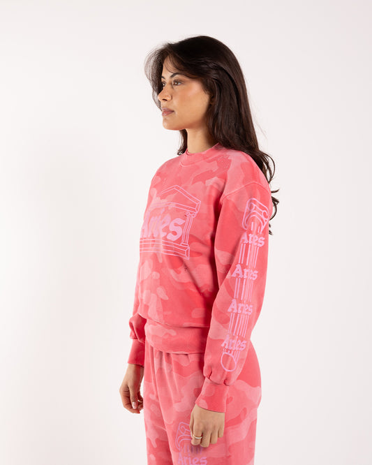 Aries Arise Aged Column Camo Sweat Pink