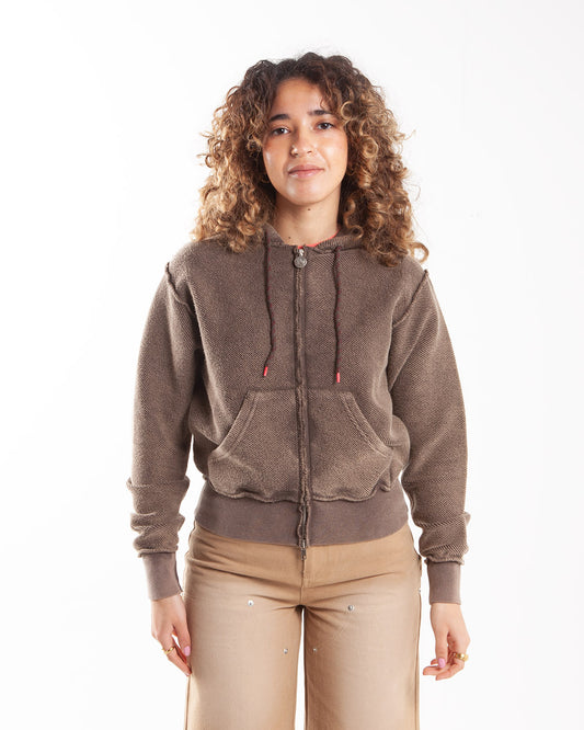 Aries Arise Aged Reverso Temple Zit Through Hoodie Brown