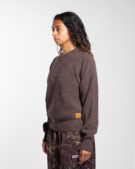 Aries Arise Bi-colour Fisherman Sweater Brown