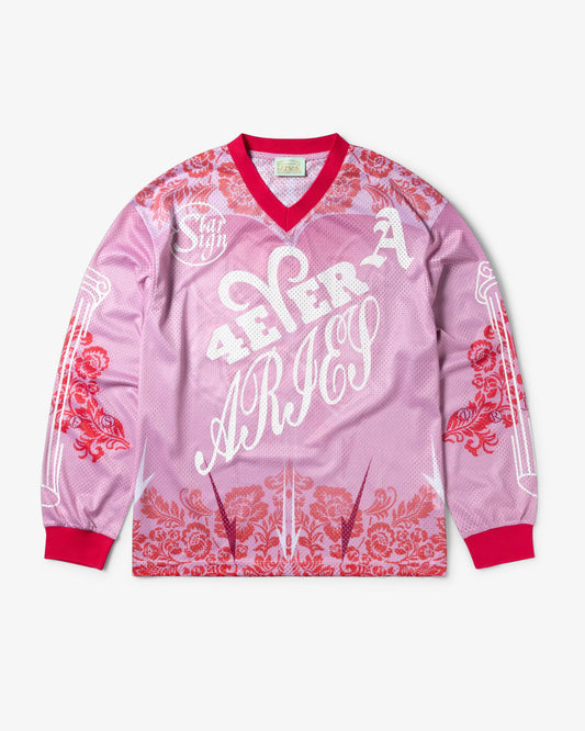 Aries Arise Graphic Gothic Lace Airtex LS Tee Pink