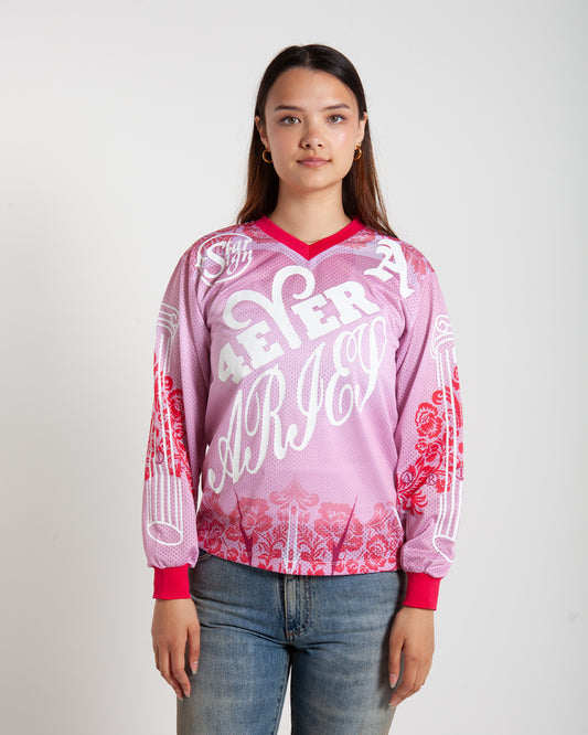 Aries Arise Graphic Gothic Lace Airtex LS Tee Pink