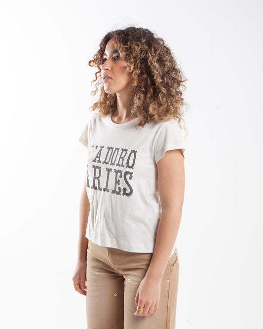 Aries Arise J'adoro Western Cap Sleeve Tee Off White