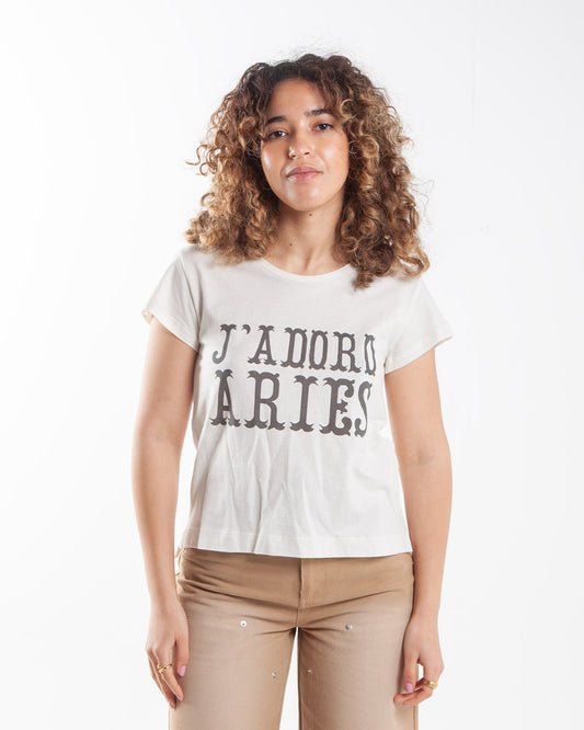 Aries Arise J'adoro Western Cap Sleeve Tee Off White