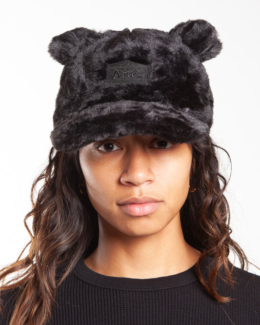 Aries Arise Temple Fluffy Ear Cap Black