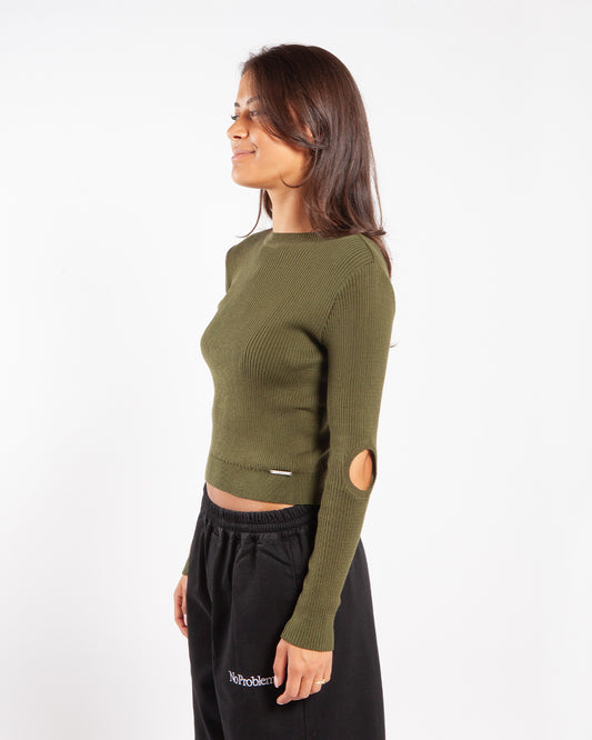 Aries Holey Shrunken Knit Olive