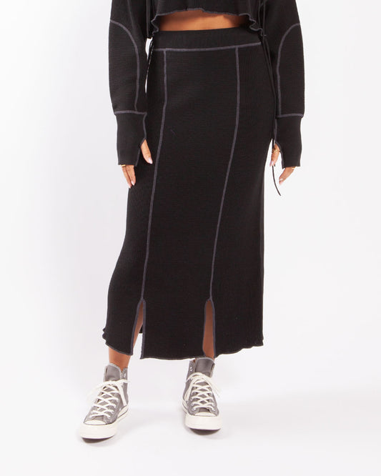 Beams Boy O. Mil Knit Skirt Black