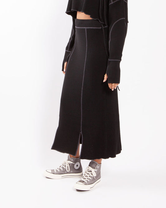 Beams Boy O. Mil Knit Skirt Black