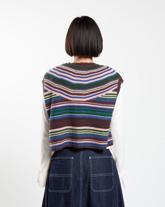 Multi Beams Boy knitted women’s vest, rear view