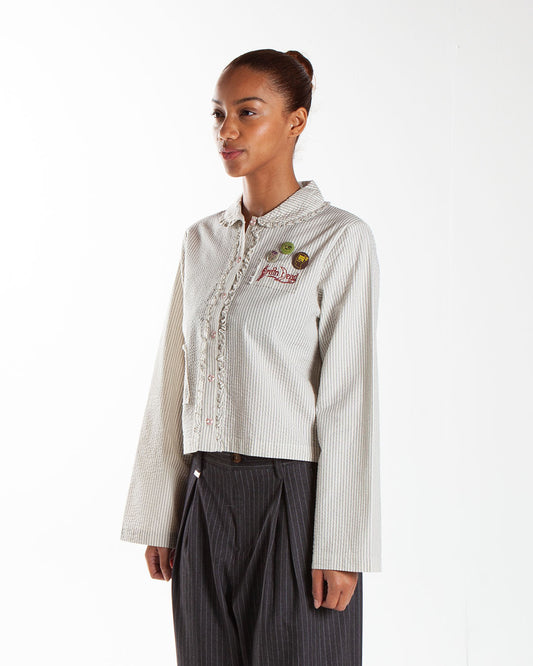 Brain Dead Bad Apple Button Up Shirt Natural