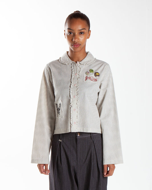 Brain Dead Bad Apple Button Up Shirt Natural