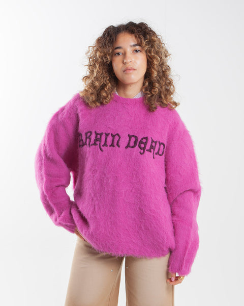 Brain Dead Boxy Knit Sweater Fuchsia