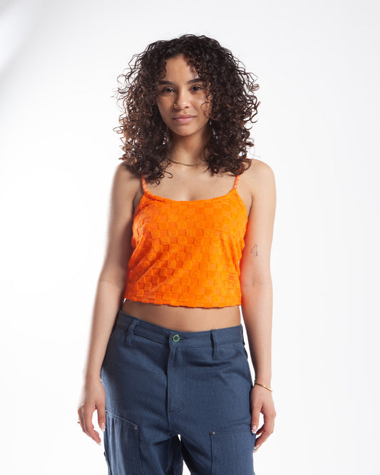 Maha - Brain Dead Check Burnout Cami Top Orange