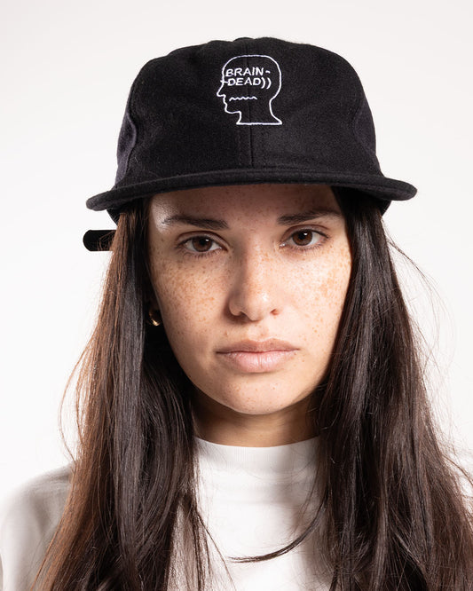 Brain Dead Flannel Classic Logohead 6 Panel Hat Black