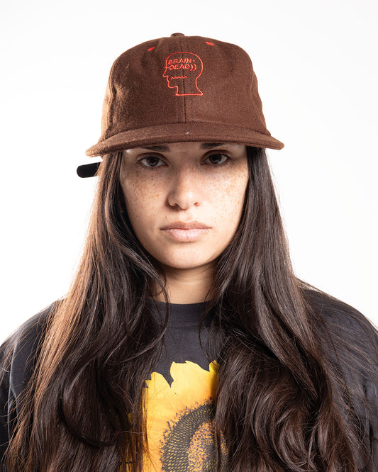 Brain Dead Flannel Classic Logohead 6 Panel Hat Brown
