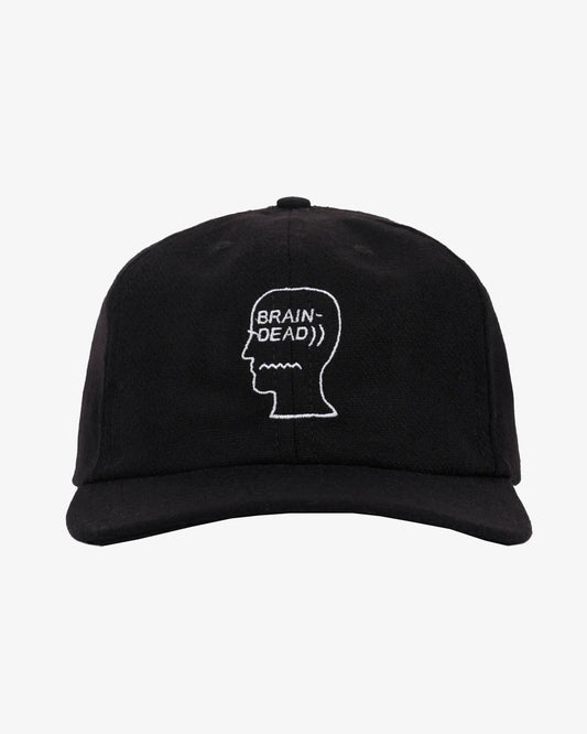 Brain Dead Flannel Logohead 6 Panel Hat Black
