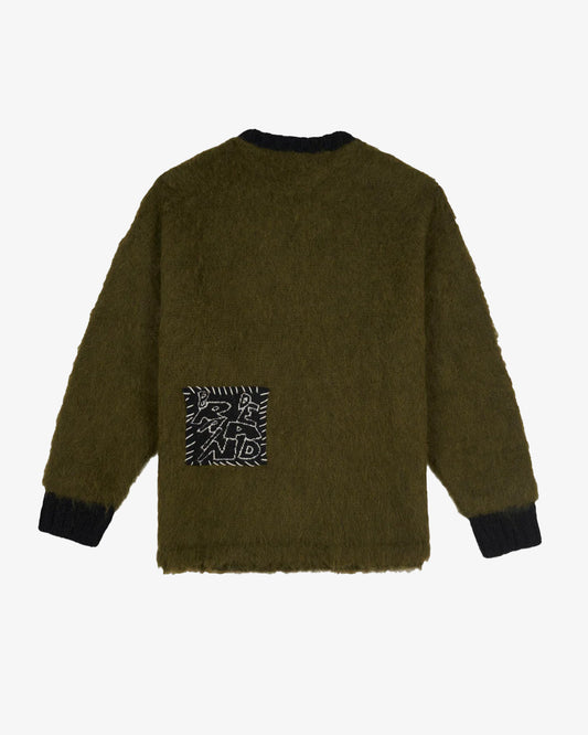 Brain Dead Future Vision Boxy Knit Sweater Olive