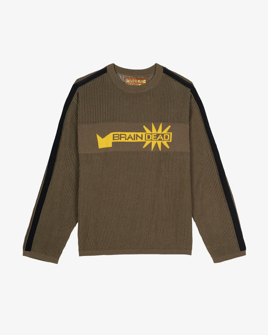 Brain Dead Long Sleeve Mesh Sweater Green