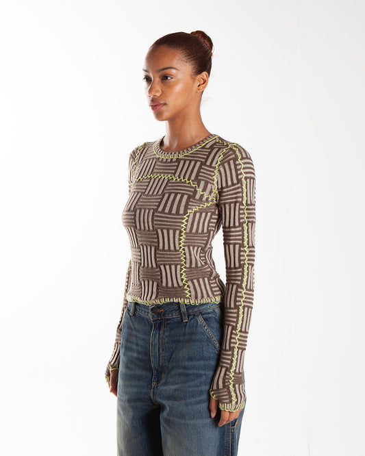 Brain Dead Mariel Sport Knit Long Sleeve Grey