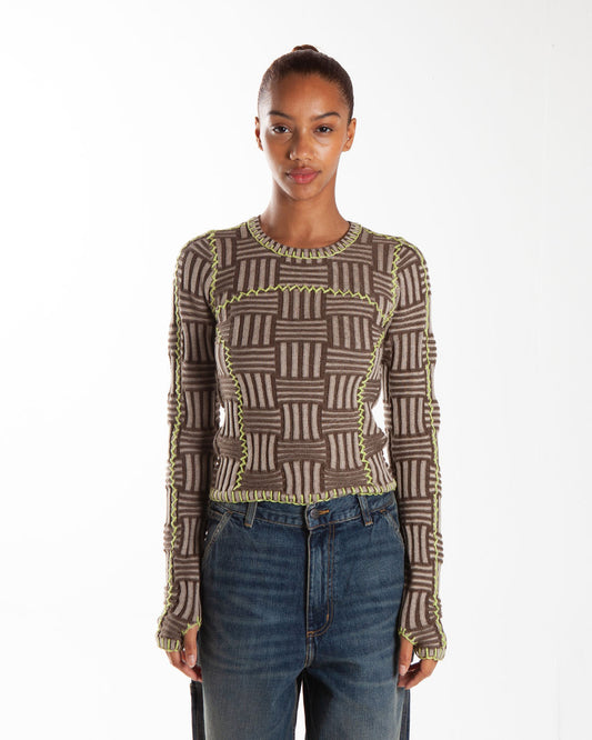Brain Dead Mariel Sport Knit Long Sleeve Grey