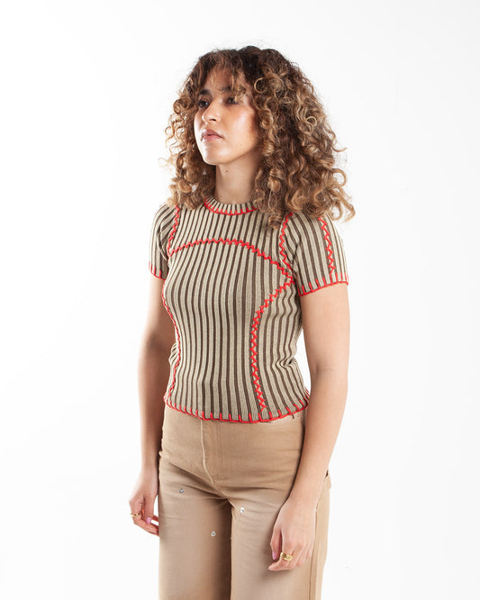 Brain Dead Mariel Sport Knit Top Sand