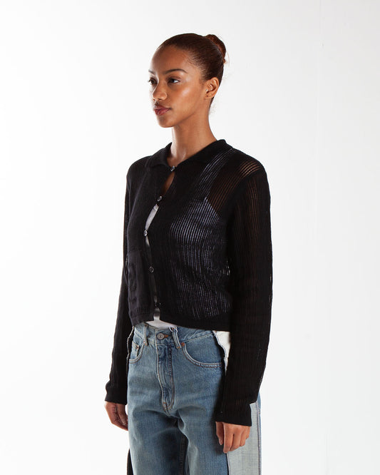 Brain Dead Mesh Knit Spiral Cardigan Black