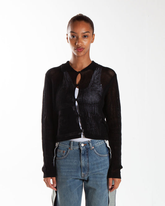 Brain Dead Mesh Knit Spiral Cardigan Black