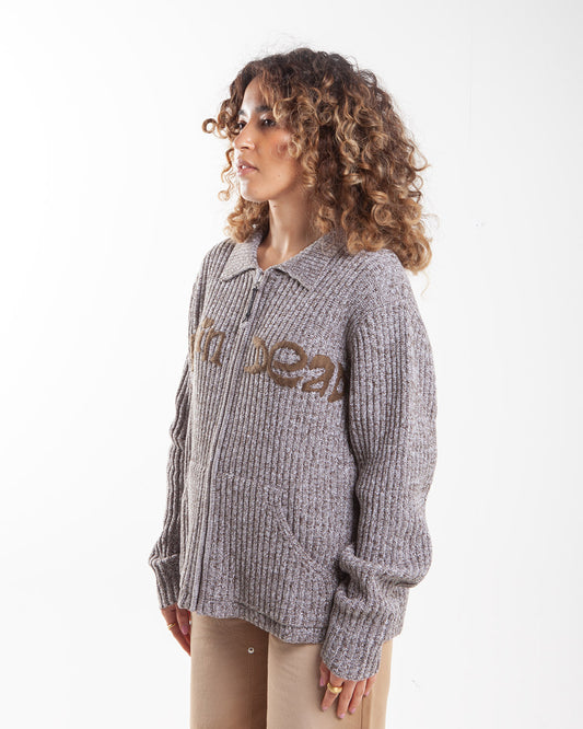 Brain Dead Rib Knit Cardigan Brown