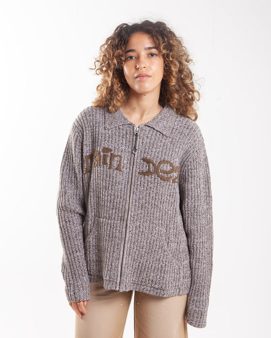Brain Dead Rib Knit Cardigan Brown