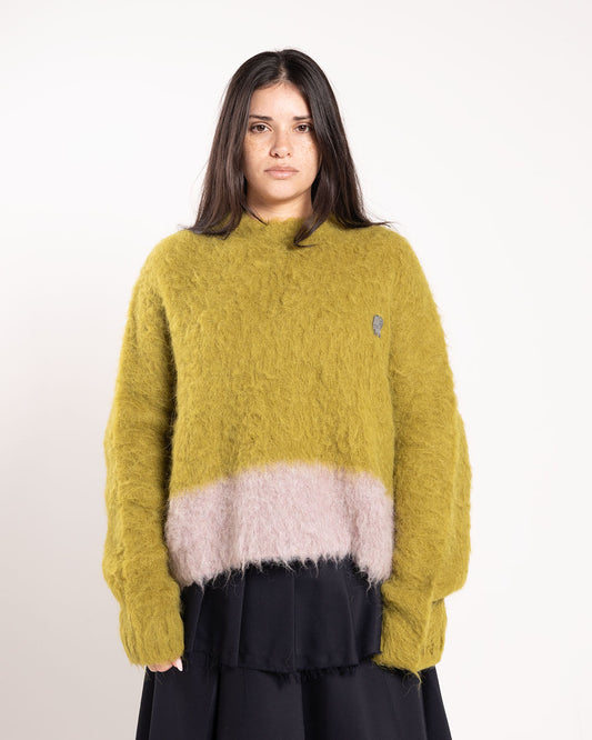 Brain Dead Super Hairy Boxy Knit Sweater Lime